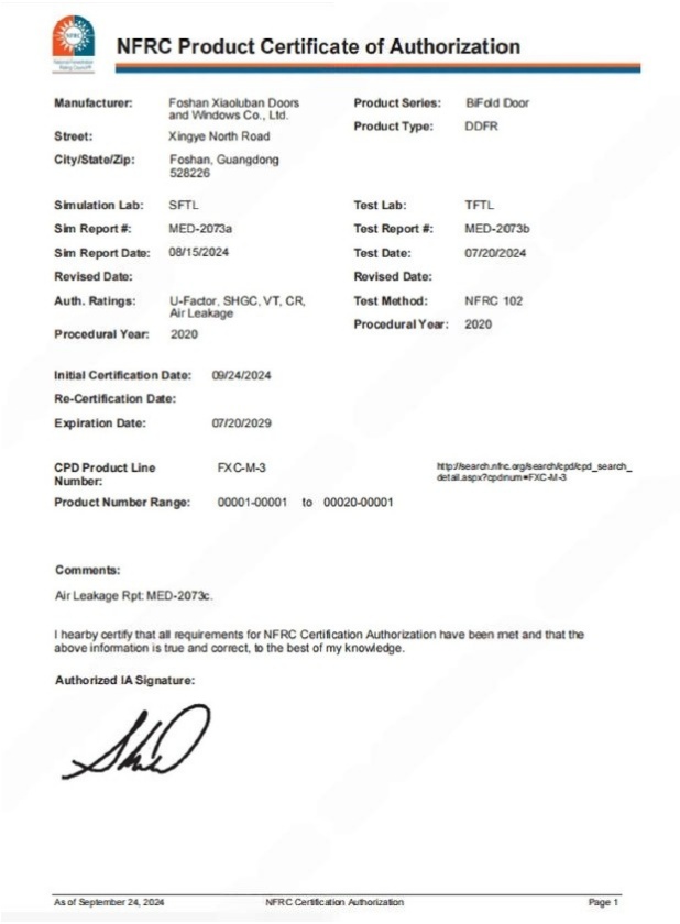 Certification NFRC