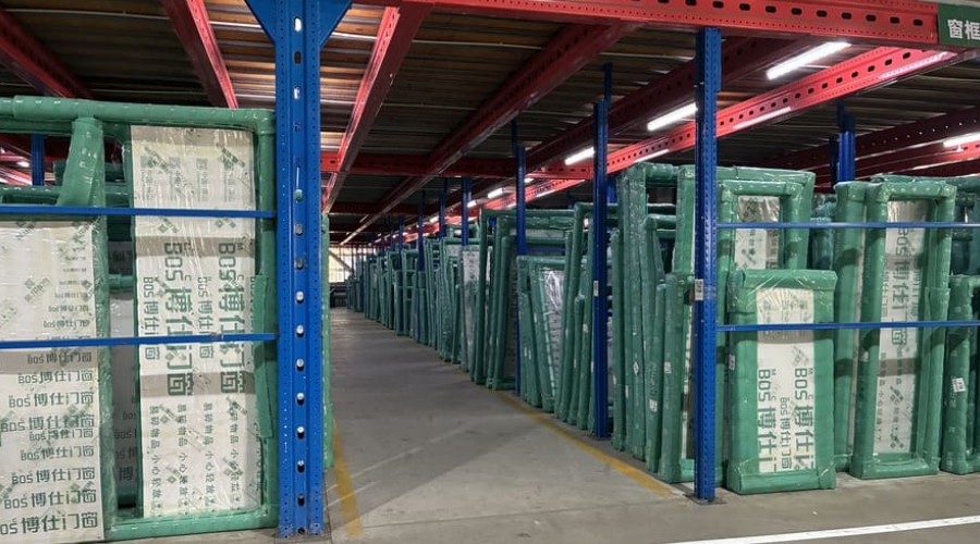 Packaged doors and windows ready for shipment