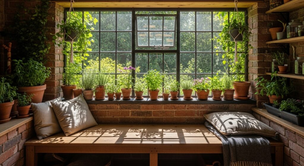 Greenhouse Window with Bench