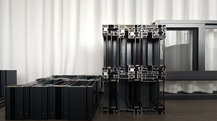 aluminum window frame profile cutaway samples